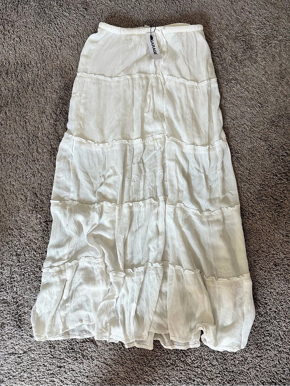 Garage Daisy Tiered Maxi Skirt White XS
